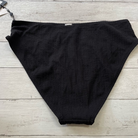 DKNY Women's Textured High Waist Bikini Bottom Swimsuit Black Size Ribbed L - Picture 6 of 8
